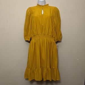 Nanette Lepore Mustard Yellow Pleated Dress 10
